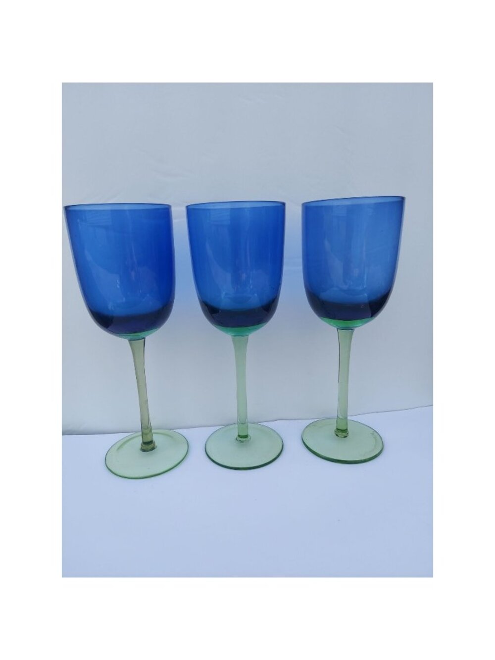 3 Block Festival Blue & Green 9" Water Goblets